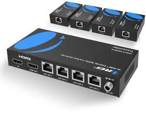 4K 1x4 HDMI Extender Splitter Over CAT6 Cable 230ft, Loop Out EDID POC | HDMI Extender Splitter 1 in 4 Out HDMI 2.0b, HDCP 2.2, 18Gbps, HDR10+, Dolby Vision, HLG DTS-HD Master Audio Compact Design 4K 1x4 HDMI Extender Splitter Over CAT6 Cable 230ft, Loop Out EDID POC | HDMI Extender Splitter 1 in 4 Out HDMI 2.0b, HDCP 2.2, 18Gbps, HDR10+, Dolby Vision, HLG DTS-HD Master Audio Compact Design