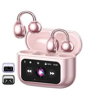 Clip On Open Ear Earbuds Wireless Bluetooth 5.4, Clip On Earbuds with LCD Touchscreen, Lightweight Comfort Open Ear Headphones for Sports, Fitness, and Workouts, Rose Gold M100 Clip On Open Ear Earbuds Wireless Bluetooth 5.4, Clip On Earbuds with LCD Touchscreen, Lightweight Comfort Open Ear Headphones for Sports, Fitness, and Workouts, Rose Gold M100