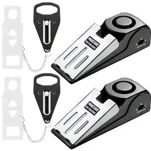 Portable Door Lock + Door Stop Alarm Set Travel Safety Kit for Hotel Rooms, Home, Dorms & Apartments (Black, 2-Pack - 2 Locks + 2 Alarms) Portable Door Lock + Door Stop Alarm Set Travel Safety Kit for Hotel Rooms, Home, Dorms & Apartments (Black, 2-Pack - 2 Locks + 2 Alarms)