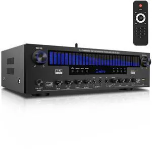 Stereo Receivers Home Audio Amplifier w/DSP Display,300W Rated Power 5.1 Channel Bluetooth Receiver,Home Amp w/BT/CD/DVD/AUX/USB/BT/FM/Opt/COA/MIC for Home/Studio/Theater Passive Speaker Stereo Receivers Home Audio Amplifier w/DSP Display,300W Rated Power 5.1 Channel Bluetooth Receiver,Home Amp w/BT/CD/DVD/AUX/USB/BT/FM/Opt/COA/MIC for Home/Studio/Theater Passive Speaker