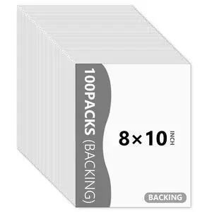 100 Pack Backing Boards, 8x10 Uncut White Mat Boards | Acid-Free Backerboards for Art Prints, Ideal for Photos, Pictures, Prints, and Frames 100 Pack Backing Boards, 8x10 Uncut White Mat Boards | Acid-Free Backerboards for Art Prints, Ideal for Photos, Pictures, Prints, and Frames