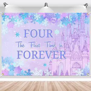 Four the First Time in Forever Birthday Decorations Winter Princess 4th Birthday Backdrop Frozen Birthday Decorations Princess Castle Party Decor for Baby Girls (7x5ft) Four the First Time in Forever Birthday Decorations Winter Princess 4th Birthday Backdrop Frozen Birthday Decorations Princess Castle Party Decor for Baby Girls (7x5ft)