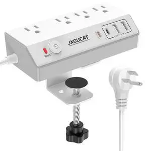 Desk Clamp Power Strip 10FT with PD 20W Fast Charging USB C, Desk Mount Power Strip Surge Protector, Removable Extension Cord with 4 Outlets 4 USB Ports, Fit 1.8" Tabletop Edge, White Desk Clamp Power Strip 10FT with PD 20W Fast Charging USB C, Desk Mount Power Strip Surge Protector, Removable Extension Cord with 4 Outlets 4 USB Ports, Fit 1.8" Tabletop Edge, White