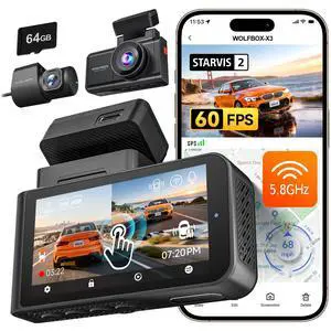X3 2.5K 1440P 60FPS Dash Camera, STARVIS 2 IMX675 with ADAS, 1440P+1080P Dual Dashcam Front and Rear Camera 5MP with Built-in 5.8GHz WiFi & GPS, 64GB Card, Touch Screen, G-Sensor, Loop Record X3 2.5K 1440P 60FPS Dash Camera, STARVIS 2 IMX675 with ADAS, 1440P+1080P Dual Dashcam Front and Rear Camera 5MP with Built-in 5.8GHz WiFi & GPS, 64GB Card, Touch Screen, G-Sensor, Loop Record