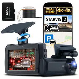 Dash Cam Front and Rear, 4K+4K Dual Dash Camera for Cars, STARVIS 2 Night Vision, Free 24H Parking Mode Hardwire Kit, Built-in Wi-Fi, GPS, 128GB SD Card Included (DR52) Dash Cam Front and Rear, 4K+4K Dual Dash Camera for Cars, STARVIS 2 Night Vision, Free 24H Parking Mode Hardwire Kit, Built-in Wi-Fi, GPS, 128GB SD Card Included (DR52)
