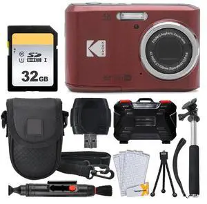 Kodak PIXPRO FZ45 Digital Camera + 32GB Memory Card + Point and Shoot Camera Case + Extendable Monopod + Lens Cleaning Pen + LCD Screen Protectors + Table Top Tripod Ultimate Bundle (Red) Kodak PIXPRO FZ45 Digital Camera + 32GB Memory Card + Point and Shoot Camera Case + Extendable Monopod + Lens Cleaning Pen + LCD Screen Protectors + Table Top Tripod Ultimate Bundle (Red)