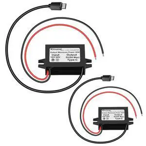 DC 12V/24V to 5V USB C Step Down Converter Type-C Interface 5A 25W Waterproof Buck Module Power Adapter Compatible with Raspberry Pi 4, Cell Phones 2-Pack DC 12V/24V to 5V USB C Step Down Converter Type-C Interface 5A 25W Waterproof Buck Module Power Adapter Compatible with Raspberry Pi 4, Cell Phones 2-Pack