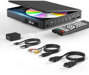 DVD Players for TV HDMI RCA, 1080P, All Region Free, USB/TF Port | Small DVD/CD Player with Remote Control Support PAL/NTSC Plays and Multiple Formats for Home, Travel DVD Players for TV HDMI RCA, 1080P, All Region Free, USB/TF Port | Small DVD/CD Player with Remote Control Support PAL/NTSC Plays and Multiple Formats for Home, Travel