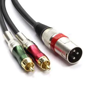 XLR Male to 2 x Phono RCA Plug Adapter Y Splitter Patch Cable, 1 XLR 3 Pin to Dual RCA Plug Stereo Audio Cable Connector(1.5 Meters) XLR Male to 2 x Phono RCA Plug Adapter Y Splitter Patch Cable, 1 XLR 3 Pin to Dual RCA Plug Stereo Audio Cable Connector(1.5 Meters)