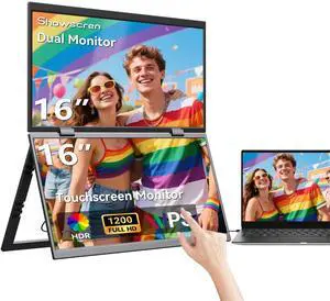 16 Inch Dual Touchscreen Portable Monitor, Laptop Screen Extender, 1920×1200 IPS 99% sRGB, USB-C & HDMI Plug&Play for Mac Windows Office Gaming Travel 16 Inch Dual Touchscreen Portable Monitor, Laptop Screen Extender, 1920×1200 IPS 99% sRGB, USB-C & HDMI Plug&Play for Mac Windows Office Gaming Travel