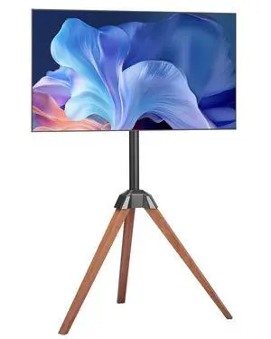 Tripod Easel TV Stand, for 40-65 inch Flat Screen/Curved TVs Up to 99 lbs, 18° Left-Right Rotation Portable TV Stand with Oak Wood Legs, for Bedroom, Living Room, Studio, MAX VESA 600 x 400 mm Tripod Easel TV Stand, for 40-65 inch Flat Screen/Curved TVs Up to 99 lbs, 18° Left-Right Rotation Portable TV Stand with Oak Wood Legs, for Bedroom, Living Room, Studio, MAX VESA 600 x 400 mm