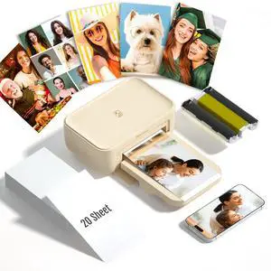 CP4100 Photo Printer - Plus 4x6 Bluetooth Instant Picture Printer with 20 Sheets & Ribbon - Wi-Fi, Premium Dye Sublimation - 300 DPI Display Resolution - Editing App for Fun, Creative Photos CP4100 Photo Printer - Plus 4x6 Bluetooth Instant Picture Printer with 20 Sheets & Ribbon - Wi-Fi, Premium Dye Sublimation - 300 DPI Display Resolution - Editing App for Fun, Creative Photos