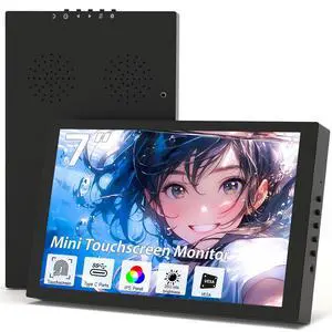 Small Monitor Touchscreen 7 Inch HD 1280x800 Type C HDMI Ports Mini Portable Monitor IPS LED Display for PC Laptop Ras Pi, Built-in Speakers Small Monitor Touchscreen 7 Inch HD 1280x800 Type C HDMI Ports Mini Portable Monitor IPS LED Display for PC Laptop Ras Pi, Built-in Speakers
