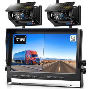 Magnetic Solar Wireless Backup Camera HD 1080P 10" DVR Monitor, Dual RV Cameras Wireless System for Hitch Towing Travel RV Camper 5th Wheel, Built-in 9600mAh Battery & Solar Panel, BD102 Magnetic Solar Wireless Backup Camera HD 1080P 10" DVR Monitor, Dual RV Cameras Wireless System for Hitch Towing Travel RV Camper 5th Wheel, Built-in 9600mAh Battery & Solar Panel, BD102