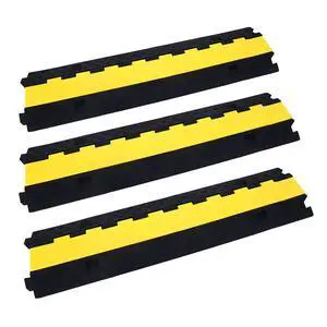Cable Ramp Cable Protector Ramps Wire Hose Protective 2 Channel Traffic Rubber Plastic Cord Cover Speed Bump for Asphalt Concrete Gravel Driveway Outdoor, 3 Pack Cable Ramp Cable Protector Ramps Wire Hose Protective 2 Channel Traffic Rubber Plastic Cord Cover Speed Bump for Asphalt Concrete Gravel Driveway Outdoor, 3 Pack