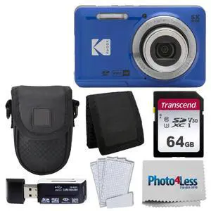 Kodak PIXPRO FZ55 Digital Camera (Blue) + Black Point & Shoot Camera Case + Transcend 64GB SD Memory Card + Tri-fold Memory Card Wallet + Hi-Speed SD USB Card Reader + More! Kodak PIXPRO FZ55 Digital Camera (Blue) + Black Point & Shoot Camera Case + Transcend 64GB SD Memory Card + Tri-fold Memory Card Wallet + Hi-Speed SD USB Card Reader + More!