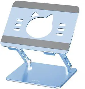 Laptop Stand for Desk Adjustable Aluminum Laptop Riser with Unique Cat-Shaped Cooling Vent, Portable Desk Gift & Decor, Compatible with MacBook Air Pro, Dell, HP, Lenovo (10"-17.3"), Sky Blue Laptop Stand for Desk Adjustable Aluminum Laptop Riser with Unique Cat-Shaped Cooling Vent, Portable Desk Gift & Decor, Compatible with MacBook Air Pro, Dell, HP, Lenovo (10"-17.3"), Sky Blue