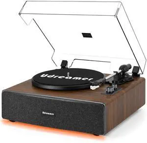 Vinyl Record Player with Adjustable Lighting, All-in-One Turntable | Bluetooth Input, Built-in Speakers, AT-3600L Cartridge, Belt Drive 33/45 RPM, Auto Stop Vinyl Record Player with Adjustable Lighting, All-in-One Turntable | Bluetooth Input, Built-in Speakers, AT-3600L Cartridge, Belt Drive 33/45 RPM, Auto Stop