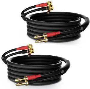 Speaker Cable Wire 3 Ft/2 Pack with Gold-Plated 90 Degree Angled to Straight Banana Tip Plugs-UL CL3 Rated-Indoor&Outdoor-16 AWG Tinned Copper for Bi-Wire Bi-Amp HiFi Sound Speaker Cable Wire 3 Ft/2 Pack with Gold-Plated 90 Degree Angled to Straight Banana Tip Plugs-UL CL3 Rated-Indoor&Outdoor-16 AWG Tinned Copper for Bi-Wire Bi-Amp HiFi Sound