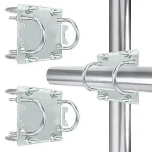 2 Sets Antenna Mast Clamp Cross-Over Bracket Kit with U Bolts for 1"-2" OD Poles, Heavy Duty Mounting Hardware for MINO Yagi TV Antennas, Security Camera, Weather Station 2 Sets Antenna Mast Clamp Cross-Over Bracket Kit with U Bolts for 1"-2" OD Poles, Heavy Duty Mounting Hardware for MINO Yagi TV Antennas, Security Camera, Weather Station