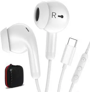 USB C Earbuds Headphones for iPad 10th Gen/iPhone 17 16 15 White | USB-C Wired Earphones with Mic Volume Control Noise Isolating HiFi Stereo Type C Headset for Google Pixel 10 Pro/Galaxy S26 USB C Earbuds Headphones for iPad 10th Gen/iPhone 17 16 15 White | USB-C Wired Earphones with Mic Volume Control Noise Isolating HiFi Stereo Type C Headset for Google Pixel 10 Pro/Galaxy S26