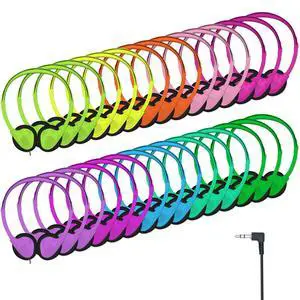 20 Pack Headphones for Kids Students School Classroom | Adjustable, 3.5mm Jack, Multi Color, Bulk Earphones for Library Children Adults 20 Pack Headphones for Kids Students School Classroom | Adjustable, 3.5mm Jack, Multi Color, Bulk Earphones for Library Children Adults