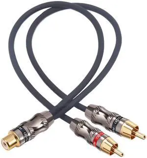 RCA/Phono Splitter Cable RCA Female to Dual Male Gold Plated Adapter, Stereo Audio Y-Cable Heavy Duty (1 Female to 2 Male) 10" (25 cm) RCA/Phono Splitter Cable RCA Female to Dual Male Gold Plated Adapter, Stereo Audio Y-Cable Heavy Duty (1 Female to 2 Male) 10" (25 cm)