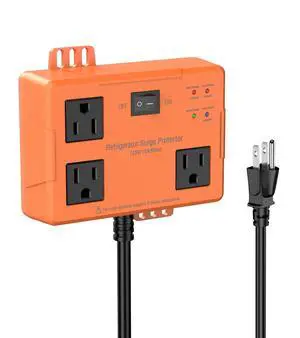 3 Outlet Refrigerator Surge Protector with Time Delay, Voltage Protector for Home Appliances, Protects Against Brownout, Spike, Instant Surge All Voltage Abnormalities, 14 AWG Power Cord (2FT) 3 Outlet Refrigerator Surge Protector with Time Delay, Voltage Protector for Home Appliances, Protects Against Brownout, Spike, Instant Surge All Voltage Abnormalities, 14 AWG Power Cord (2FT)