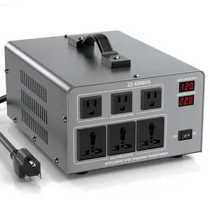 6000W Voltage Converter Transformer Step Up/Down 110V/120V to 220V/240V, Auto Voltage Recognition, Heavy Duty Power Converter with 6 Outlets, LCD Display & Circuit Breaker for Home, International Use 6000W Voltage Converter Transformer Step Up/Down 110V/120V to 220V/240V, Auto Voltage Recognition, Heavy Duty Power Converter with 6 Outlets, LCD Display & Circuit Breaker for Home, International Use