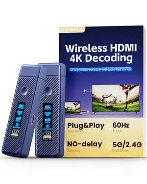 Wireless HDMI Transmitter and Receiver 328FT/100M,4K Decode Plug & Play Portable 5G+2.4G Wireless HDMI Remote Control Extenders for Video/PC/Projector/TV Box Wireless HDMI Transmitter and Receiver 328FT/100M,4K Decode Plug & Play Portable 5G+2.4G Wireless HDMI Remote Control Extenders for Video/PC/Projector/TV Box