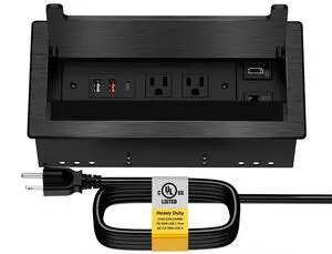 Conference Table Power Hub, Outlet Multimedia Connectivity Box with 1 HDMI + 1 RJ45 + 20W USB C + 2 USB A + 2 AC Outlets, Heavy Duty Metal Table Top Box for Countertop Office UL Listed Conference Table Power Hub, Outlet Multimedia Connectivity Box with 1 HDMI + 1 RJ45 + 20W USB C + 2 USB A + 2 AC Outlets, Heavy Duty Metal Table Top Box for Countertop Office UL Listed