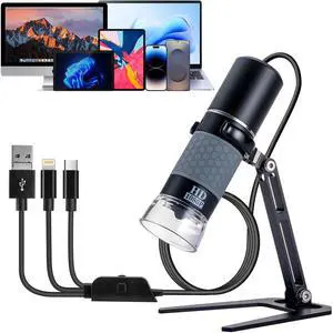 1080P 50-1000x USB Digital Microscope Stand for iPhone Android PC | 1920x1080P 8 LED Handheld Endoscope Mini Camera with Metal Stand, Compatible with iOS Android Windows Mac Linux Chrome 1080P 50-1000x USB Digital Microscope Stand for iPhone Android PC | 1920x1080P 8 LED Handheld Endoscope Mini Camera with Metal Stand, Compatible with iOS Android Windows Mac Linux Chrome