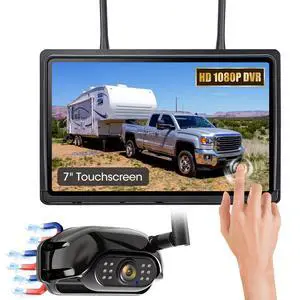 Magnetic Wireless RV Backup Camera System, 7" 1080P Touchscreen DVR Rear Camera Compatible with Furrion Pre-Wired Plug, Night Vision Waterproof Camera for Hitching, RV, Trailer, Truck, A11 Magnetic Wireless RV Backup Camera System, 7" 1080P Touchscreen DVR Rear Camera Compatible with Furrion Pre-Wired Plug, Night Vision Waterproof Camera for Hitching, RV, Trailer, Truck, A11