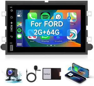 4Core+64G Car Radio Stereo for Ford F150/F250/F350 2004-2014, 7 inch 1080P Touch Screen Car Stereo with Wireless CarPlay Andriod Auto, Bluetooth, GPS, HiFi, SWC, WiFi, HD Backup Camera 4Core+64G Car Radio Stereo for Ford F150/F250/F350 2004-2014, 7 inch 1080P Touch Screen Car Stereo with Wireless CarPlay Andriod Auto, Bluetooth, GPS, HiFi, SWC, WiFi, HD Backup Camera