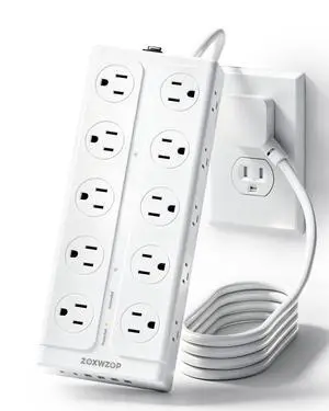 Surge Protector Power Strip, 6Ft Extension Cord with Multiple Outlets, Flat Plug Power Strip with 20 Outlets 6 USB Ports(2 USB C), 4 Side Outlet Extender for Home Dorm Room, ETL Listed Surge Protector Power Strip, 6Ft Extension Cord with Multiple Outlets, Flat Plug Power Strip with 20 Outlets 6 USB Ports(2 USB C), 4 Side Outlet Extender for Home Dorm Room, ETL Listed