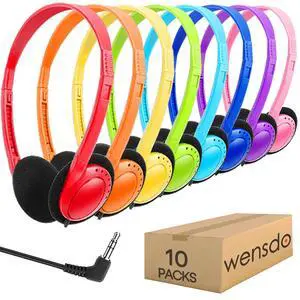 Kids Headphones Bulk 10 Pack for School Classroom Students K-12, Children Wired Adjustable On Ear Earphones Class Set for Library Airplane Computer 3.5mm Jack (HY103,10 Mixed) Kids Headphones Bulk 10 Pack for School Classroom Students K-12, Children Wired Adjustable On Ear Earphones Class Set for Library Airplane Computer 3.5mm Jack (HY103,10 Mixed)