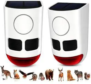 Solar Motion Sensor Alarm Outdoor Dog Barking Alarm 4 Mode | 129dB Loud Sound Noise Maker IP65 Waterproof Motion Detector with Strobe Light for Yard Farm Garden 2 Pack Solar Motion Sensor Alarm Outdoor Dog Barking Alarm 4 Mode | 129dB Loud Sound Noise Maker IP65 Waterproof Motion Detector with Strobe Light for Yard Farm Garden 2 Pack
