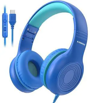 Upgrade USB Type C Kids Headphones, Wired Headphones for Kids with Microphone for Boys Girls, Adjustable 85dB/94dB Volume Limited (Navy/Blue) Upgrade USB Type C Kids Headphones, Wired Headphones for Kids with Microphone for Boys Girls, Adjustable 85dB/94dB Volume Limited (Navy/Blue)