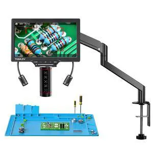 Autofocus Digital Soldering Microscope, 10.1" TM3K-AF Max Coin Scope | HDMI 3K 38MP Full Coin View Magnifier, Flex Arm Stand, IPS Screen, Side Lights, Repair Mat, DIY Grid Line, Split Screen, 16G Autofocus Digital Soldering Microscope, 10.1" TM3K-AF Max Coin Scope | HDMI 3K 38MP Full Coin View Magnifier, Flex Arm Stand, IPS Screen, Side Lights, Repair Mat, DIY Grid Line, Split Screen, 16G