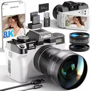 8K 64MP Digital Cameras for Photography with Dual-Lens,180°Flip ScreenPoint and Shoot Digital Cameras with 16X Zoom,Autofocus WiFi Vlogging Camera for Beginners, 2 Batteries,64GB Card (White) 8K 64MP Digital Cameras for Photography with Dual-Lens,180°Flip ScreenPoint and Shoot Digital Cameras with 16X Zoom,Autofocus WiFi Vlogging Camera for Beginners, 2 Batteries,64GB Card (White)