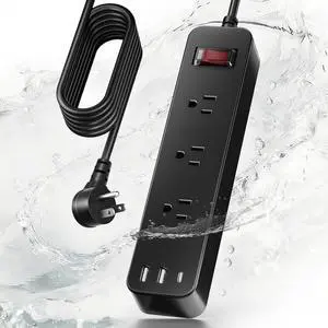 Outdoor Power Strip Weatherproof, IPX6 Waterproof Surge Protector, Shockproof with 3 Wide Outlet & 3 USB Ports, 6FT Long Extension Cord, Wall Mountable for Outdoor Garden, Patio & Camping (6 FT) Outdoor Power Strip Weatherproof, IPX6 Waterproof Surge Protector, Shockproof with 3 Wide Outlet & 3 USB Ports, 6FT Long Extension Cord, Wall Mountable for Outdoor Garden, Patio & Camping (6 FT)