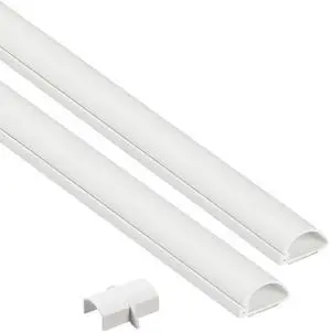 31.4in TV Cord Hider, Patented Half Round Cable Cover, Hide Wall Mount TV Wires, Hinged One-Piece Cable Concealer, Adhesive, Decorative Raceway - 2X 0.78in W x 0.39in H x 15.7in L - White 31.4in TV Cord Hider, Patented Half Round Cable Cover, Hide Wall Mount TV Wires, Hinged One-Piece Cable Concealer, Adhesive, Decorative Raceway - 2X 0.78in W x 0.39in H x 15.7in L - White