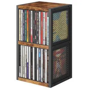 CD Holder Desk Rack Organizer, Wooden CD Storage Stand Holds up to 30 Cd Cases, 2 Tier CD Tower with Mesh Sides, Retro Small CD Display Shelf for Theatre Room, Home Collectibles, Rustic Brown CD Holder Desk Rack Organizer, Wooden CD Storage Stand Holds up to 30 Cd Cases, 2 Tier CD Tower with Mesh Sides, Retro Small CD Display Shelf for Theatre Room, Home Collectibles, Rustic Brown