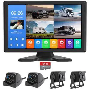 4 Channel Backup Camera System,Touchable 10.26 inch Monitor with DVR Stereo, 64GB Card, IP69 Waterproof, Nightvision 1080P Backup Camera for RV/Truck/Trailer Pickup,Rear Side Front Wired System 4 Channel Backup Camera System,Touchable 10.26 inch Monitor with DVR Stereo, 64GB Card, IP69 Waterproof, Nightvision 1080P Backup Camera for RV/Truck/Trailer Pickup,Rear Side Front Wired System