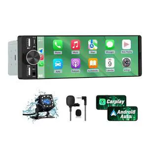 6.36" Single Din Car Stereo with Wireless CarPlay & Android Auto, IPS Touchscreen Head Unit with Backup Camera/External Microphone, Car Radio Supports Bluetooth/SWC/FM/Double USB/Type-C 6.36" Single Din Car Stereo with Wireless CarPlay & Android Auto, IPS Touchscreen Head Unit with Backup Camera/External Microphone, Car Radio Supports Bluetooth/SWC/FM/Double USB/Type-C