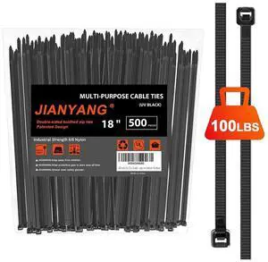 18 Inch Zip Ties Double Sided Toothed (500 Pack),100 LBS Tensile Strength Heavy Duty Cable Wire Ties With Self-Locking Adjustable More Durable Nylon Tie Wraps for Indoor Outdoor 18 Inch Zip Ties Double Sided Toothed (500 Pack),100 LBS Tensile Strength Heavy Duty Cable Wire Ties With Self-Locking Adjustable More Durable Nylon Tie Wraps for Indoor Outdoor