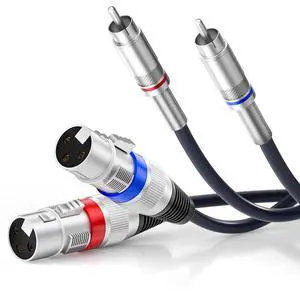 Dual XLR to RCA Cable, Heavy Duty 2 XLR Female to 2 RCA Male Patch Cord HiFi Stereo Audio Connection Interconnect Lead Wire - 5 ft / 1.5m Dual XLR to RCA Cable, Heavy Duty 2 XLR Female to 2 RCA Male Patch Cord HiFi Stereo Audio Connection Interconnect Lead Wire - 5 ft / 1.5m