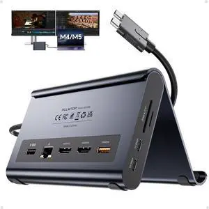 MacBook Docking Station Dual Monitor 4K@60Hz, PD100W, Audio for Home Office | Vertical Laptop Stand with 2 HDMI, 10Gbps USB-C/A, Ethernet, SD/TF, USB C Dock for MacBook Pro/Air M4/M5 Midnight MacBook Docking Station Dual Monitor 4K@60Hz, PD100W, Audio for Home Office | Vertical Laptop Stand with 2 HDMI, 10Gbps USB-C/A, Ethernet, SD/TF, USB C Dock for MacBook Pro/Air M4/M5 Midnight