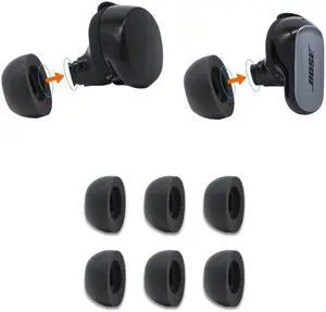 Memory Foam Replacement Ear Tips, Black (S/M/L) (3 Pairs) | For Bose QuietComfort, II, Ultra 1&2, Ultimate Comfort, Secure Fit, Superior Noise Isolation Memory Foam Replacement Ear Tips, Black (S/M/L) (3 Pairs) | For Bose QuietComfort, II, Ultra 1&2, Ultimate Comfort, Secure Fit, Superior Noise Isolation