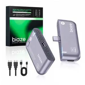 USB C Wireless Transmitter and HDMI Receiver 4K Input 1080P@60Hz Output | Plug & Play 5G+2.4G Wireless USB-C to HDMI Extender for PC/Laptop/Tablet/Phone to TV/Monitor USB C Wireless Transmitter and HDMI Receiver 4K Input 1080P@60Hz Output | Plug & Play 5G+2.4G Wireless USB-C to HDMI Extender for PC/Laptop/Tablet/Phone to TV/Monitor
